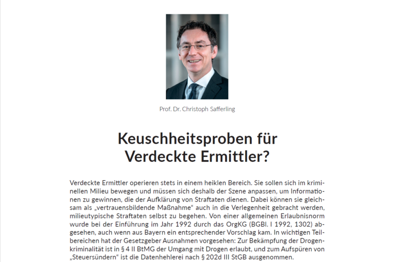 Keuschheitsproben für Verdeckte Ermittler?