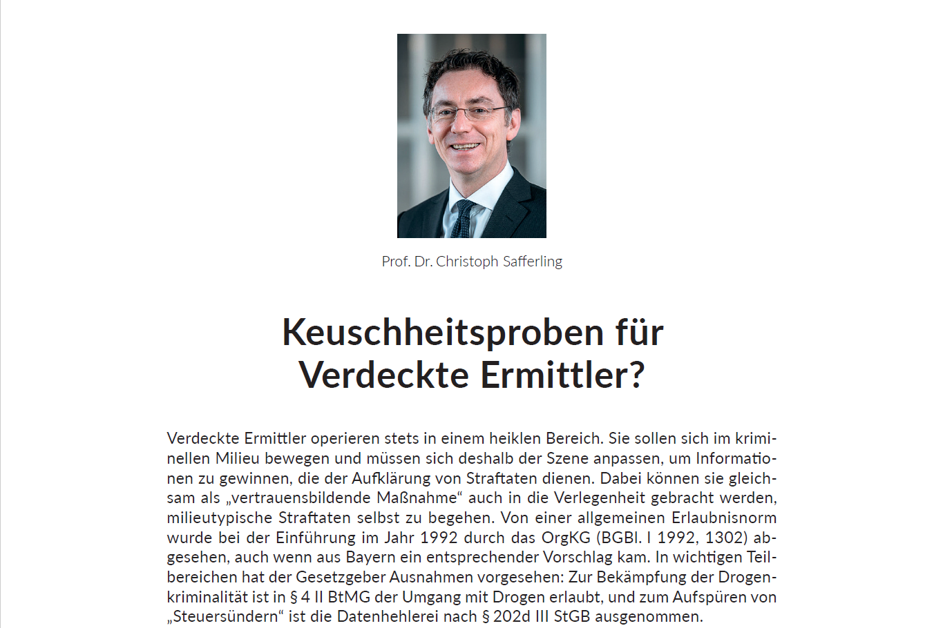 Zum Artikel "Keuschheitsproben für Verdeckte Ermittler?"