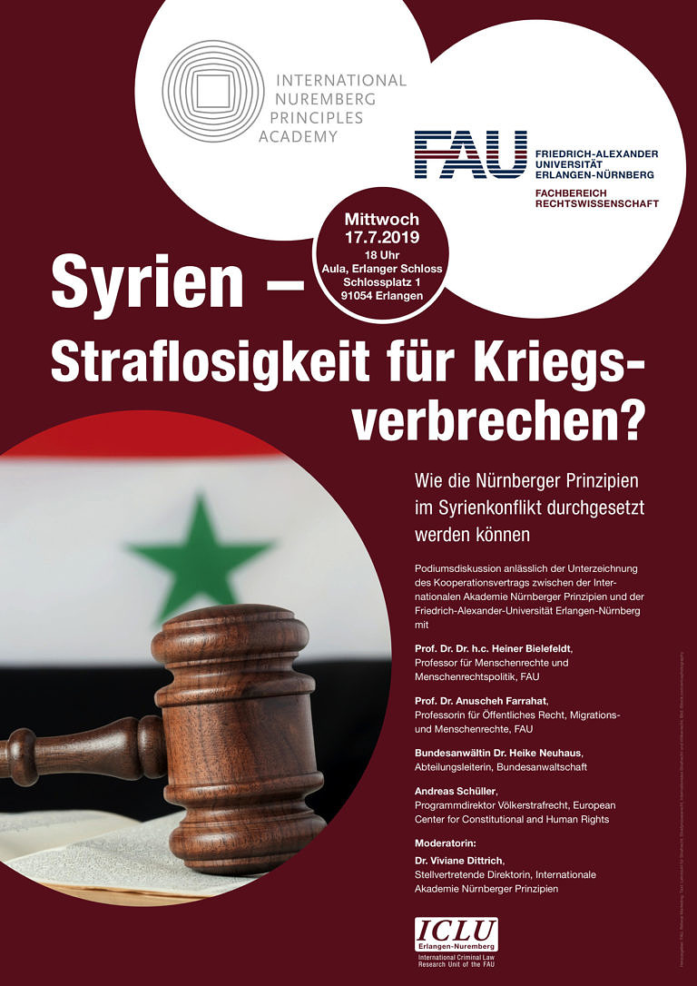 Veranstaltung: Podiumsdiskussion zum Thema „Syrien – Straflosigkeit für Kriegsverbrechen?“