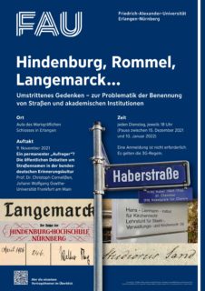 Zum Artikel "Veranstaltungshinweis: Ringvorlesung „Umstrittenes Gedenken – zur Problematik der Benennung  von Straßen und akademischen Institutionen“"