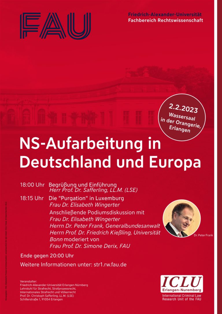 Veranstaltungshinweis: „NS-Aufarbeitung in Deutschland und Europa“ mit dem Generalbundesanwalt