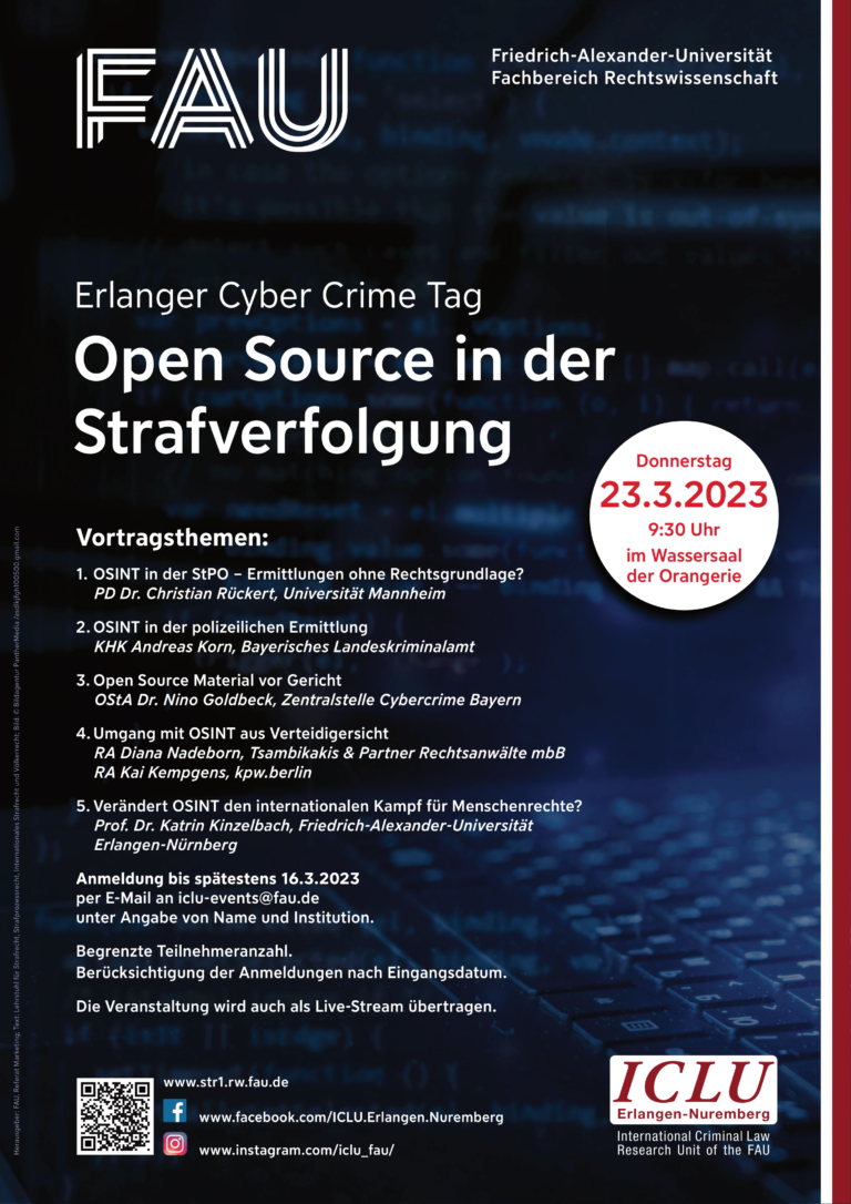 Veranstaltungshinweis: Erlanger Cybercrime Tag 2023 „Open Source in der Strafverfolgung“