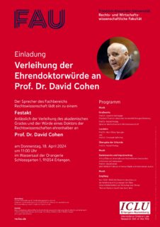 Programmablauf der Verleihung des Ehrendoktortitels für Prof. Dr. David Cohen