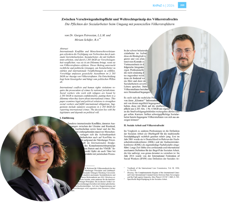 Veröffentlichungshinweis: Zwischen Verschwiegenheitspflicht und Weltrechtsprinzip des Völkerstrafrechts