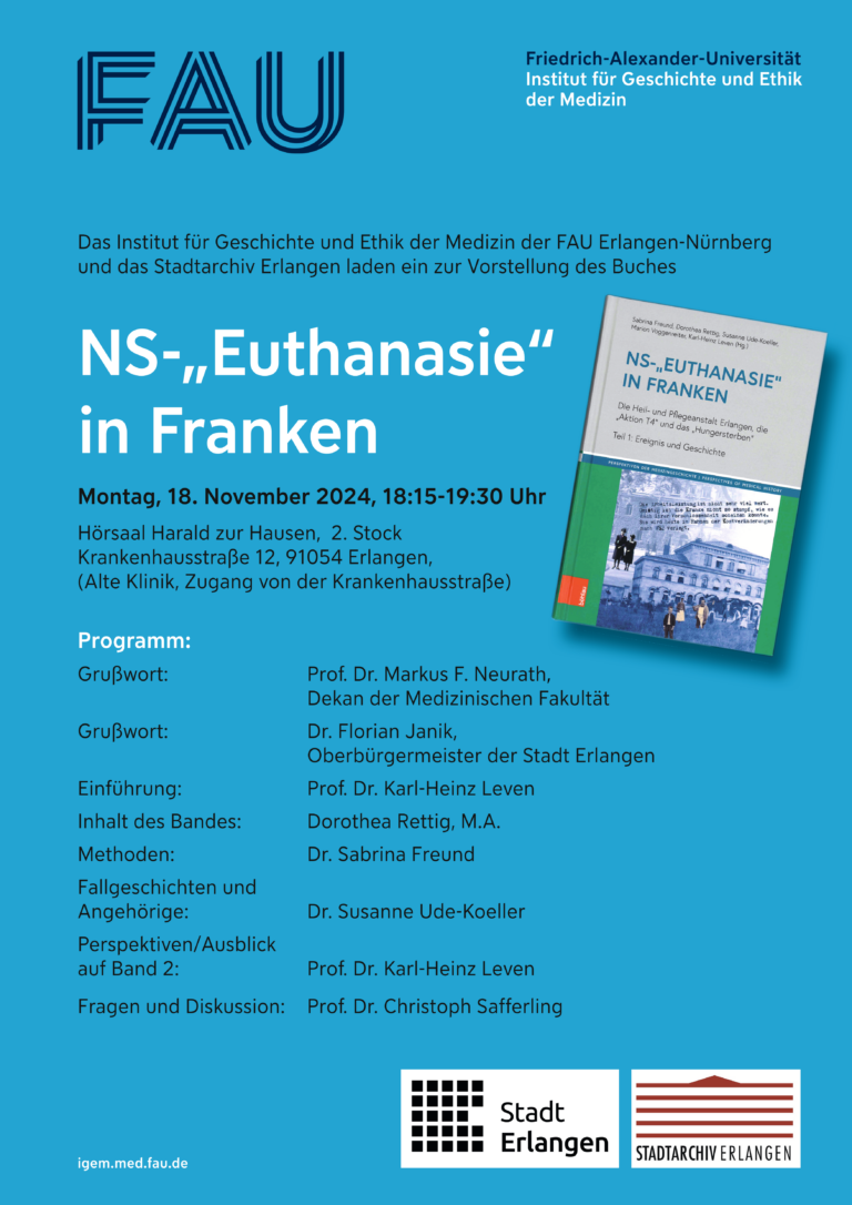 Veranstaltungshinweis: Buchvorstellung des Forschungsprojekts NS-„Euthanasie“ in Franken