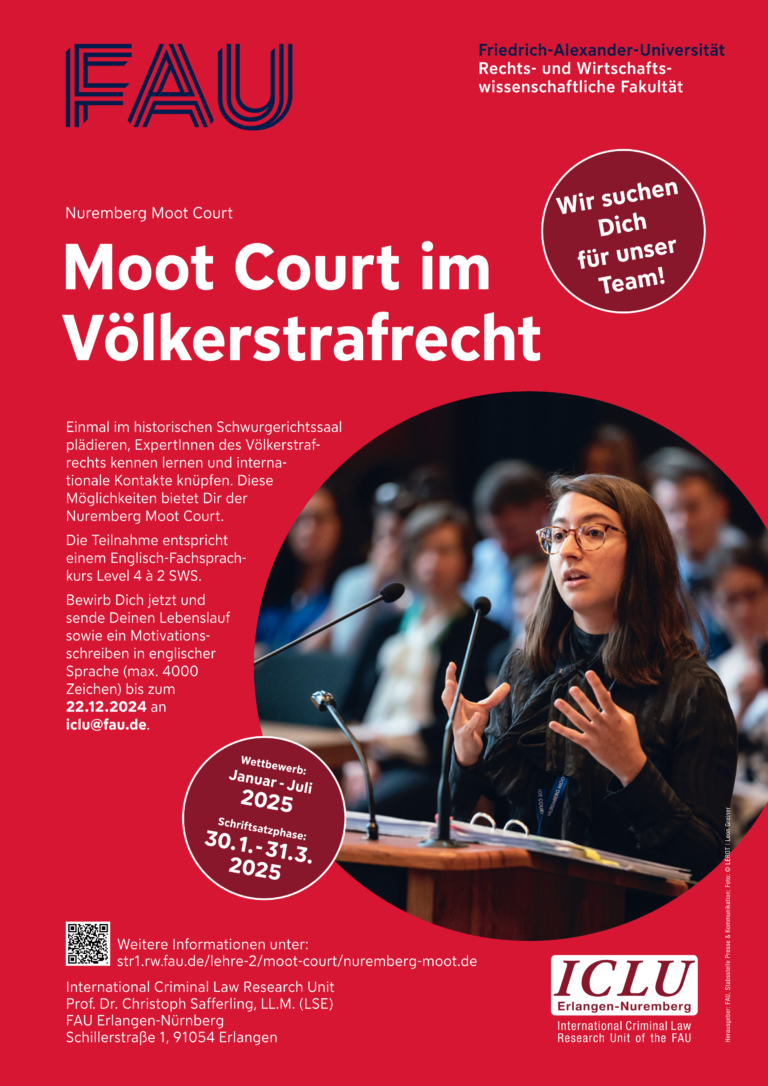 Nuremberg Moot Court: Wir suchen Dich für unser FAU-Team!