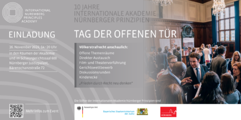 Zum Artikel "Veranstaltungshinweis: Tag der offenen Tür: „Frieden durch Recht neu denken – 10 Jahre Nürnberger Akademie“"