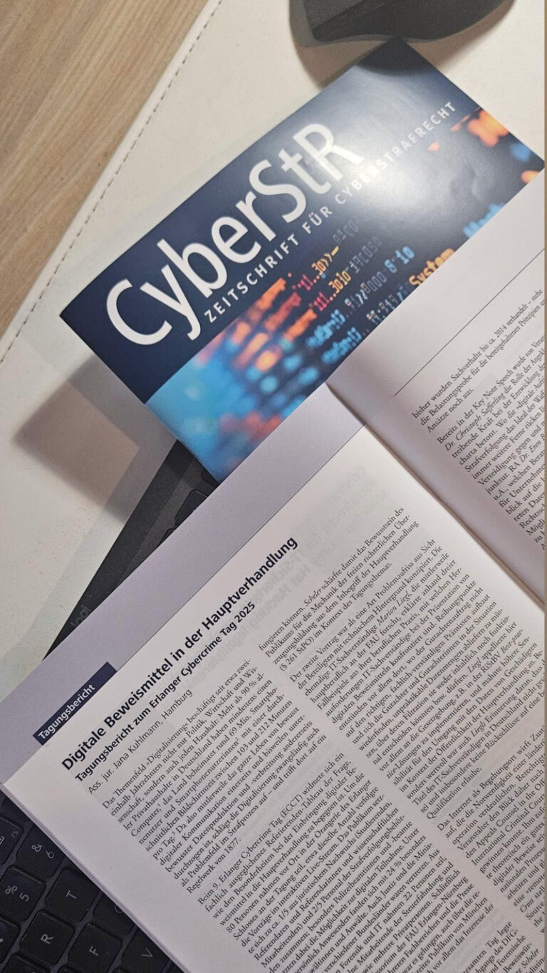 Tagungsbeitrag über den diesjährigen Erlanger Cybercrime Tag unserer ehemaligen ICLU-Mitarbeiterin Jana Kuhlmann